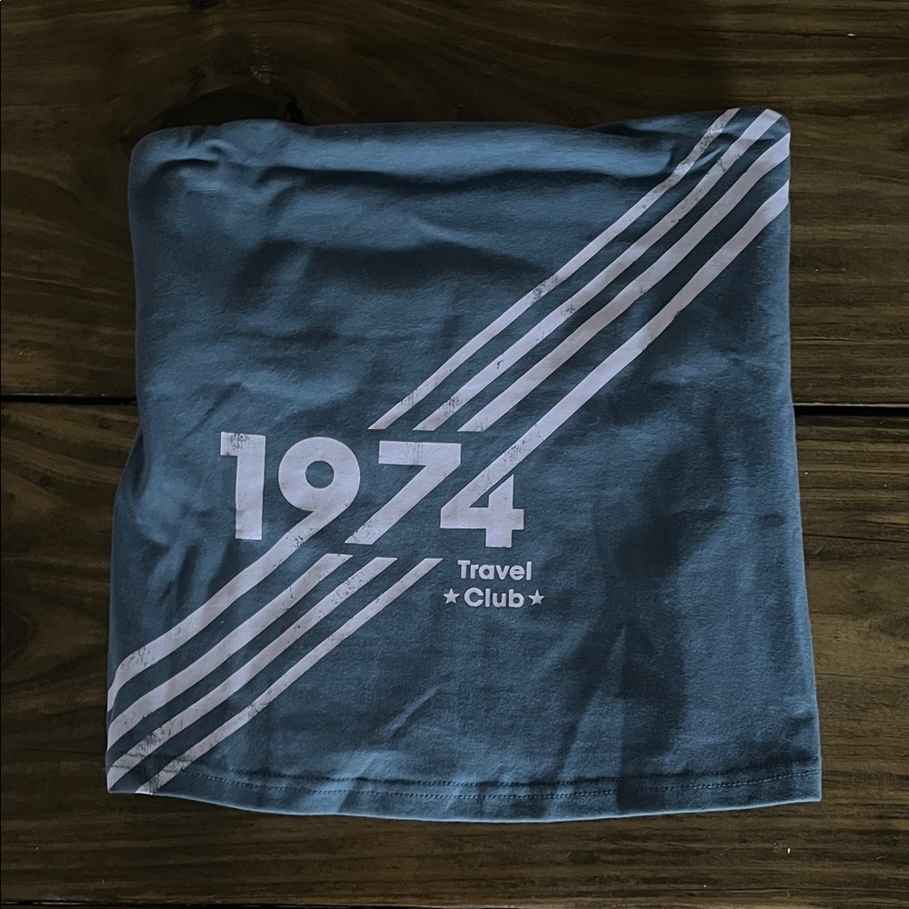 1974 Travel Club Blue Crop Top by Vinyl Icons